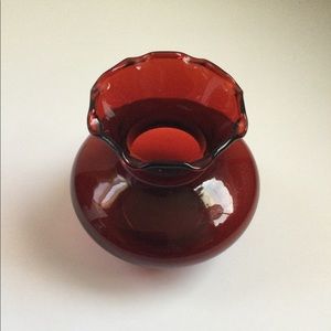 Vintage Royal Ruby Red Small Vase Ruffled Edge